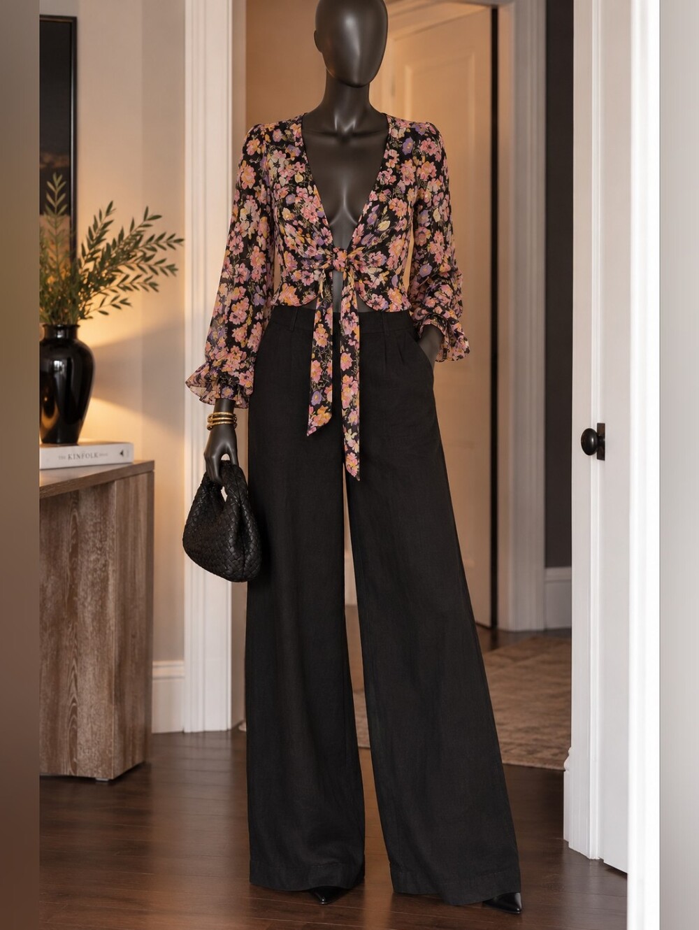 Free People Tie Front Floral Top